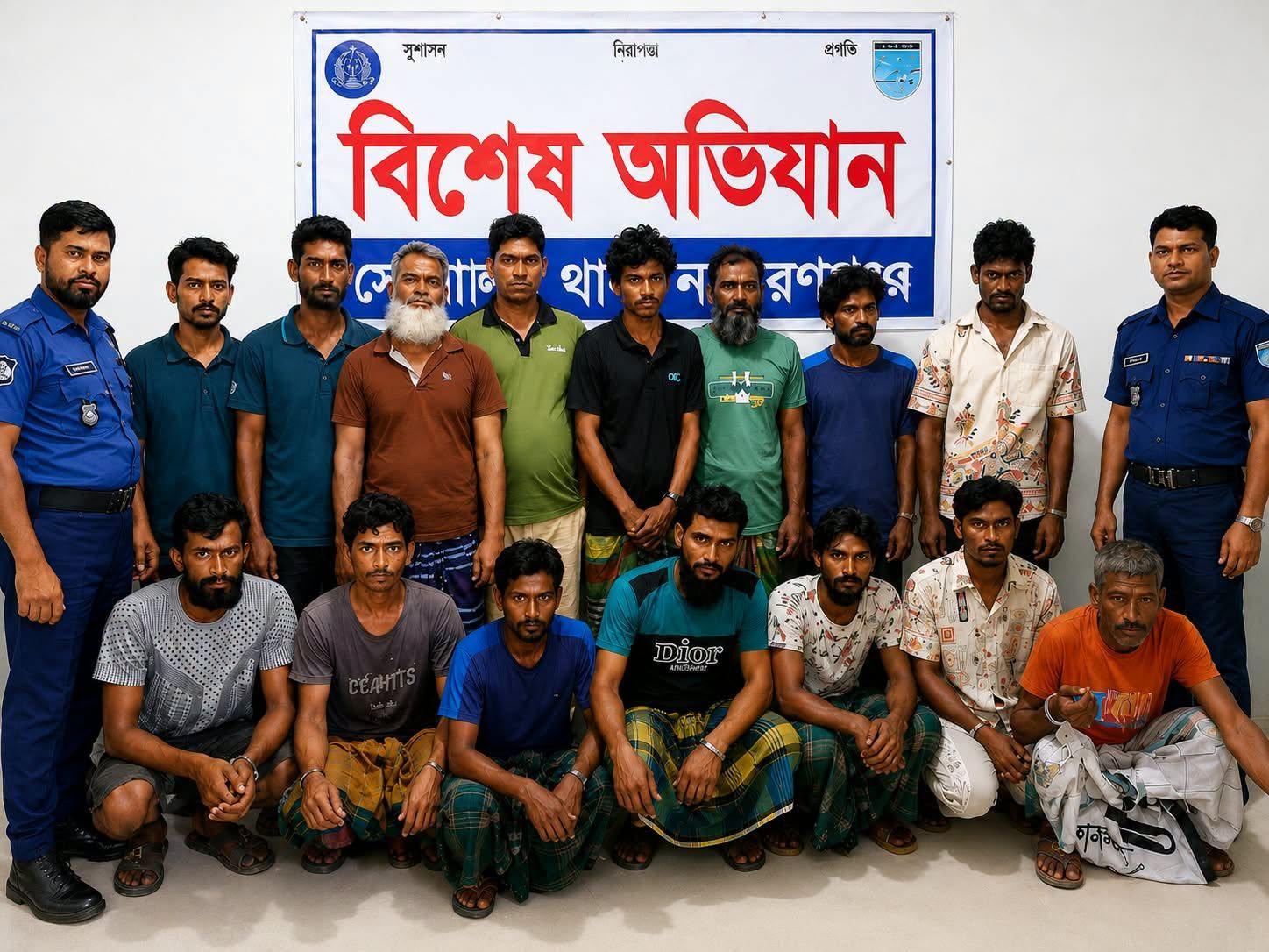 সোনারগাঁও থানা পুলিশ কর্তৃক আটককৃত ১৫ জন মাদকসেবীদের সামারি ট্রায়াল এর মাধ্যমে বিভিন্ন মেয়াদে সাজা।